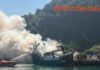 Activada la alerta por contaminación marina tras el incendio y semihundimiento de un pesquero en Orio